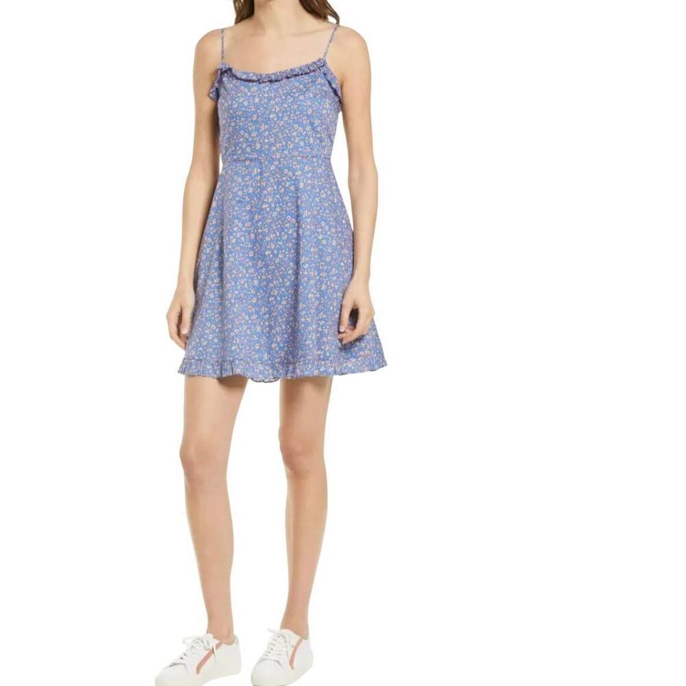 Madewell cami ruffle-hem floral trim cotton dress size 0